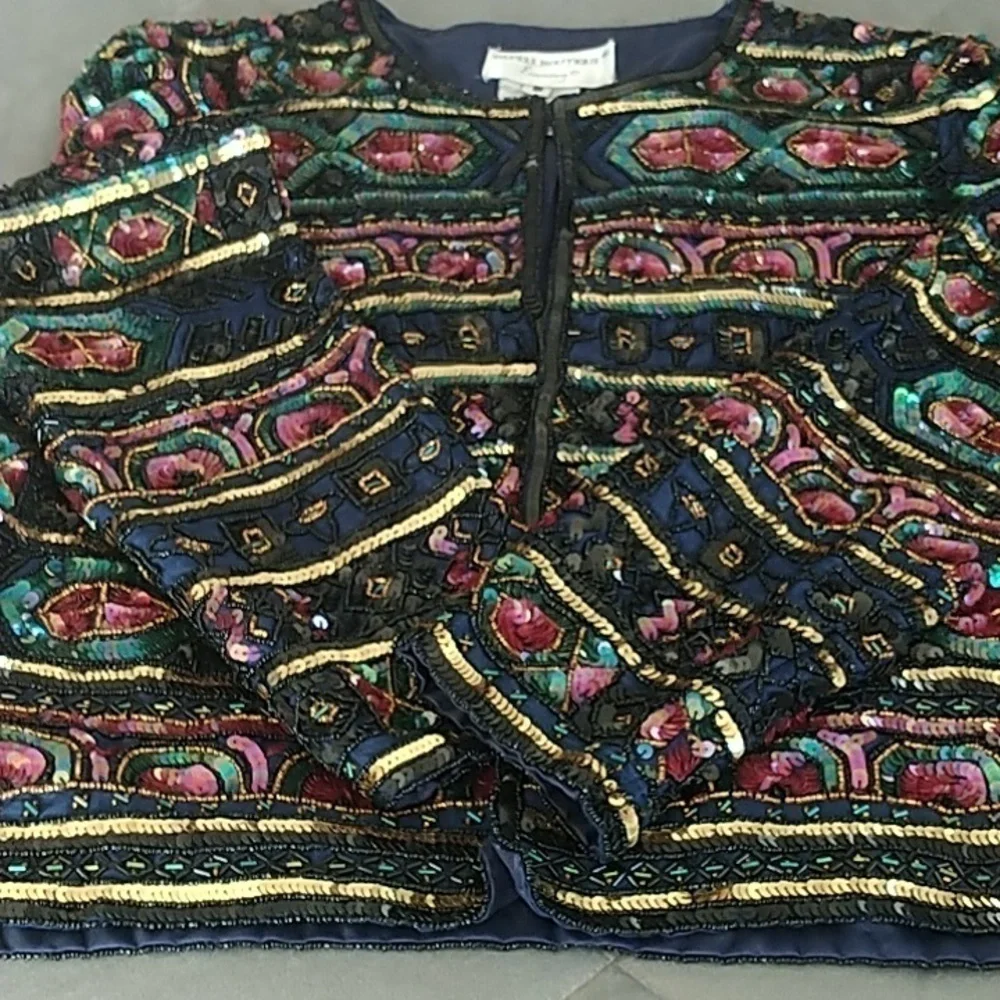 Papell Boutique Evening Beaded Sequins Jacket Vintage S - Picture 11 of 12